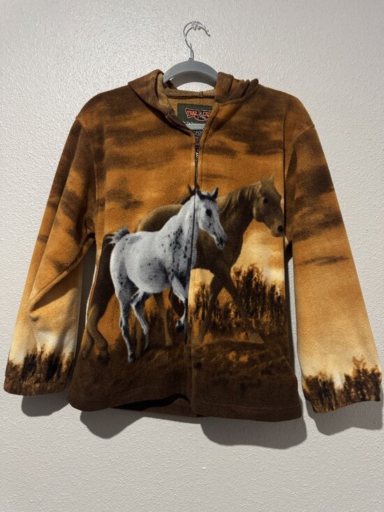 TrailCrest Other - Trail Crest horse print fleece hoodie